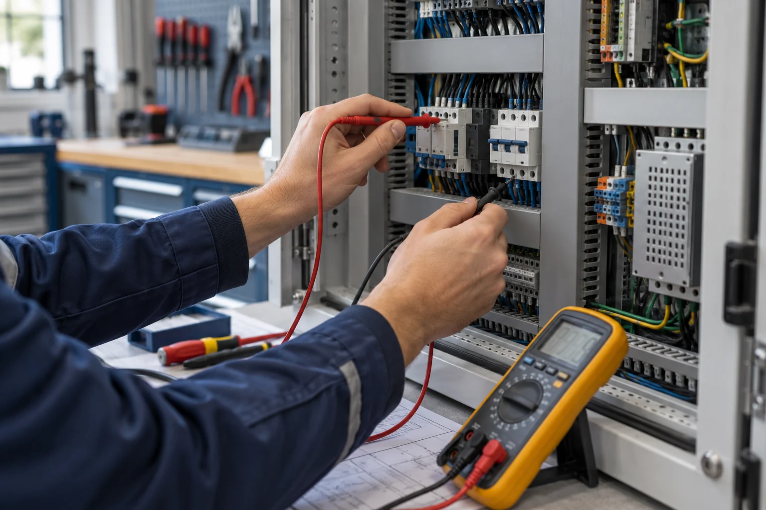 Symbolbild: Messarbeit an einem Schaltschrank